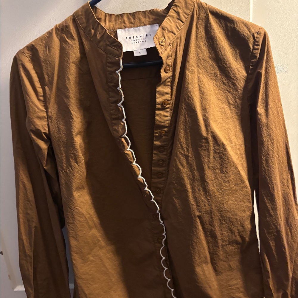 Brown Button-Up Shirt by Rochelle Behrens